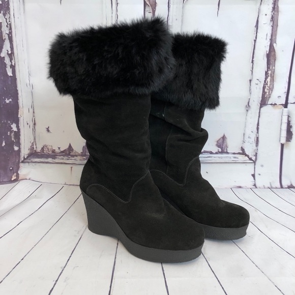 Sibil Z Shoes - NWOT SIBIL Z Italy black platform boots fur suede